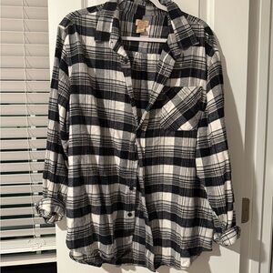 Black and White Plaid Button-Up Shirt
